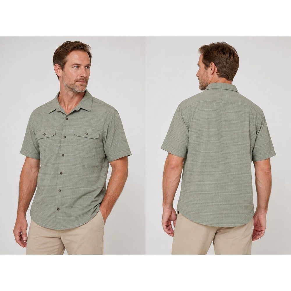 Gerry Men's XL Green Short Sleeve Button Up Hiking Outdoor Camp Shirt Utility